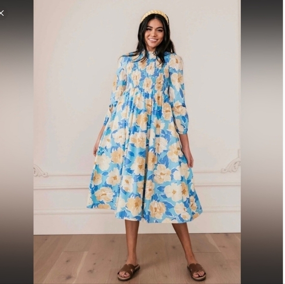 JessaKae Fallen Willow Smocked Midi Dress - Picture 1 of 3